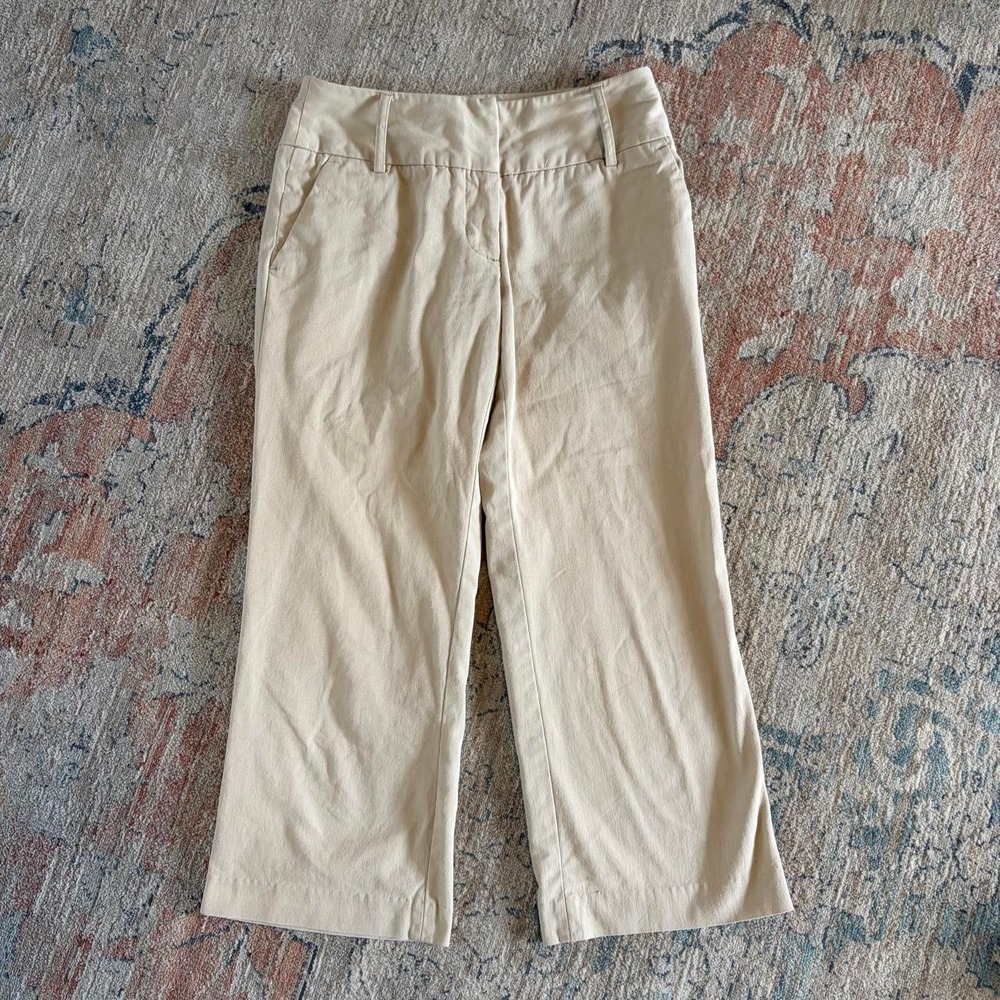 Mossimo Womens Y2K Low Rise Flare Chino Pants Tan Cream Size 2 Stretch